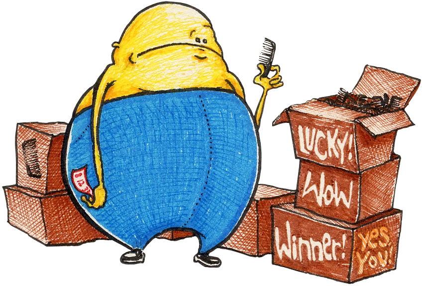 Big Baldy Loams, a bald character surrounded by combs