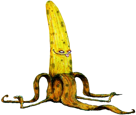 An overripe browning banana causing trouble in town